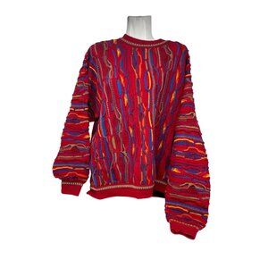 Vintage Purely Australian Clothing Co 3D Wool Sweater Red Multicolor Unisex L/XL
